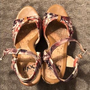 Sofft Straw Ankle Strap Wedges